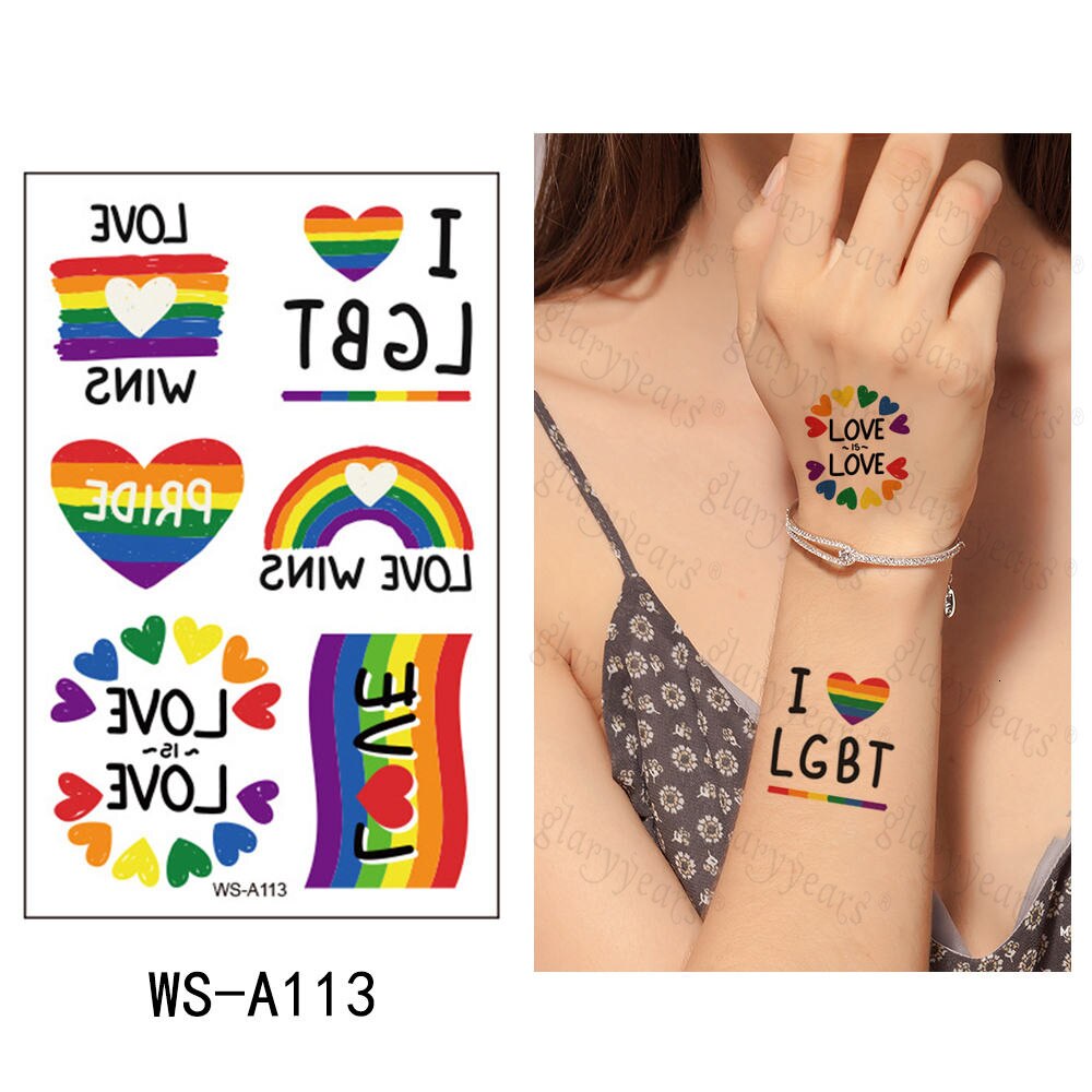 Prideoutlet Temporary Tattoos Rainbow Pride Temporary Tattoo Pack A113 1686